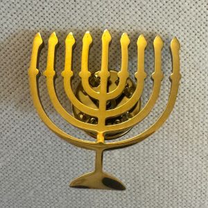 Menorah Lapel Pin, Golden